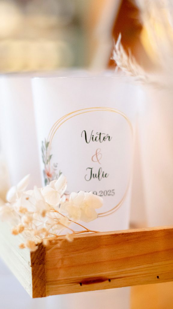 Gobelets personnalisés pour un mariage