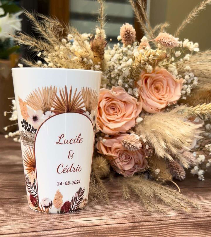 Gobelets réutilisables pour un mariage