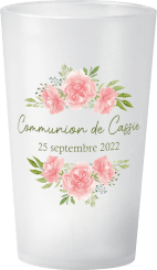 gobelet Baptême Communion Fleurs Aquarelle